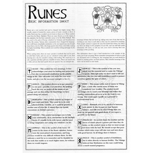 Rune Information Sheet (Included with All Rune Stone Set Purchases)