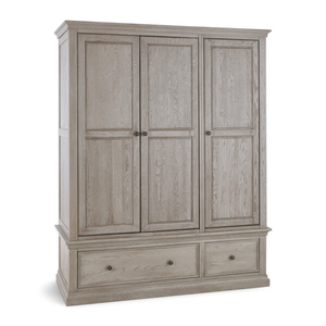 Burleigh Light Grey Triple Wardrobe - Solid Hardwood