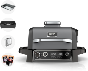 Ninja OG701UK Woodfire Electric Bbq/Grill & Smoker - Grey Lid / Black Body 