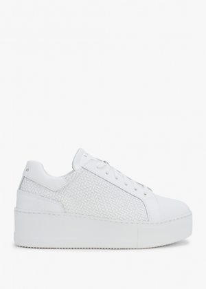 Sibwoven White Leather Flatform Trainers