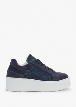 Siblace Navy Leather Flatform Trainers