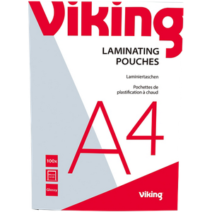 Viking Laminating Pouches A4 Glossy 250 (2 x 125 microns) Transparent Pack of 100