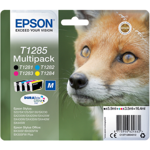 Epson T1285 Original Ink Cartridge C13T12854012 Black& 3 Colours Multipack Pack of 4