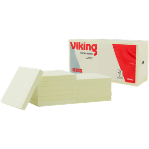 Viking Sticky Notes 76 x 76 mm Yellow 100 Sheets Pack of 12