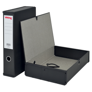 Viking Box File A4 Cardboard, Paper Press Stud 7.5 (W) x 24.5 (D) x 33.8 (H) cm Black 7.5 cm