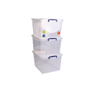 Really Useful Box Plastic Storage Box 33.5 L Transparent 38.3 x 46 x 28.5 cm Pack of 3
