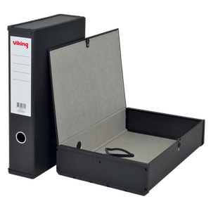 Viking Box File 4881762 Foolscap Cardboard, Paper Press Stud 7.5 (W) x 24.5 (D) x 36.8 (H) cm Black 7.5 cm