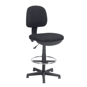 Viking Realspace Draughtsman Chair Permanent Contact Fabric Height-Adjustable Seat Black 120 kg 430 x 480 x 1,200 mm