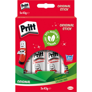 Pritt Glue Stick 43g Value Pack 4 + 1 Free