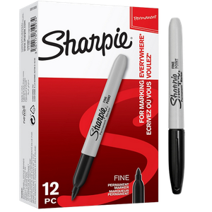 Sharpie Permanent Marker Fine Bullet 1 mm Black Pack of 12