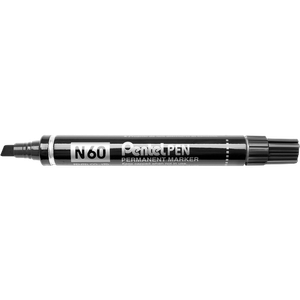 Pentel N60 Permanent Marker Medium Chisel 3.9 - 5.7 mm Black Water-Resistant Pack of 12