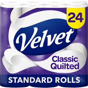 Velvet Classic Quilted Toilet Roll 3 Ply 7471124 24 Rolls of 150 Sheets