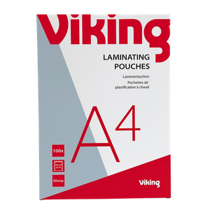 Viking Laminating Pouches A4 Glossy 150 (2 x 75 microns) Transparent Pack of 100