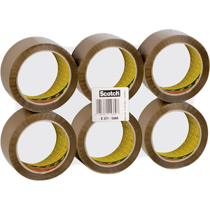 Scotch Packaging Tape Box Sealing Tape Brown 50 mm (W) x 66 m (L) PP (Polypropylene) 371 Pack of 6