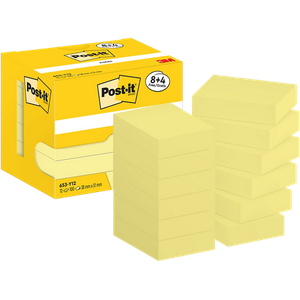 Post-it Sticky Notes 653-Y12 38 x 51 mm 100 Sheets Per Pad Yellow Pack of 12 (8+4 Free)