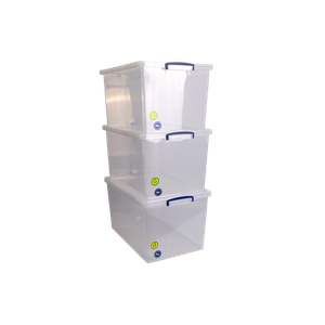 Really Useful Box Plastic Storage Box 83 L Transparent 44 x 69.5 x 36.8 cm Pack of 3