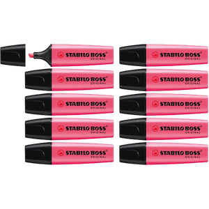 STABILO BOSS ORIGINAL 70/56 Highlighter Pink Medium Chisel 2 - 5 mm Refillable Pack of 10