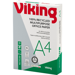 Viking 100% Recycled Bright-White A4 Printer Paper 80 gsm Smooth White 150 CIE 500 Sheets