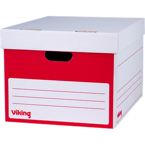 Viking Cardboard Archive Box Red 437mm x 291mm x 365mm Pack of 10