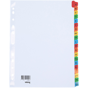 Viking Mylar A - Z Alphabetical Dividers A4 Assorted 20 Part Cardboard 11 Holes Mylar