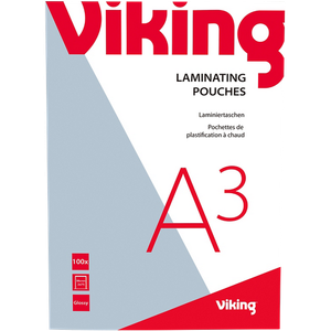 Viking Laminating Pouches A3 Glossy 150 (2 x 75 microns) Transparent Pack of 100