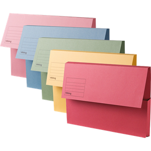 Viking Document Wallet Foolscap Manila 250 gsm 34.4 (W) x 3.2 (D) x 24.3 (H) cm Assorted Pack of 50