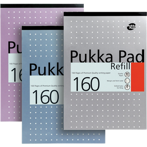 Pukka Pad Notepad Casebound A4 Ruled Cardboard Assorted Perforated 160 Pages 160 Sheets Pack of 3