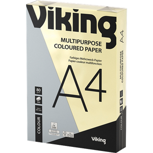 Viking A4 Coloured Paper Pastel Yellow 80 gsm Smooth 500 Sheets