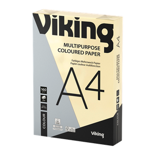 Viking A4 Coloured Paper Cream 160 gsm 250 Sheets