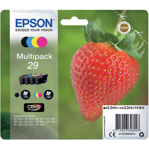 Epson 29 Original Ink Cartridge C13T29864012 Black& 3 Colours Multipack Pack of 4