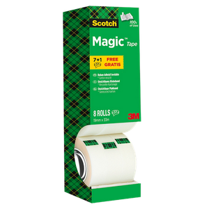 Scotch Tape Scotch Magic 810 Transparent 19 mm (W) x 33 m (L) Fibre Low noise unwinding Pack of 8