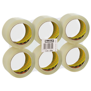 Scotch Crystal Clear Packaging Tape Transparent 50 mm x 66 m Rubber 371 Pack of 6