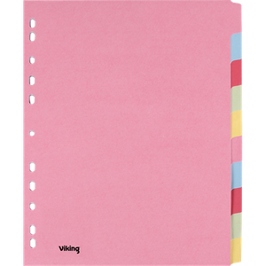 Viking Blank Dividers A4+ Assorted 10 Part Cardboard Rectangular 11 Holes 10 Sheets