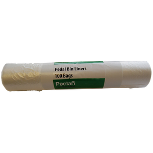 Paclan Light Duty Bin Bags 10 L White PE (Polyethylene) 8 microns Pack of 100