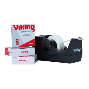 Viking Tape Dispenser Black 130 (W) mm + 3 Invisible Tape Rolls