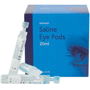 Reliance Medical Saline Eyewash Pods Plastic Transparent 20 ml Pack of 25