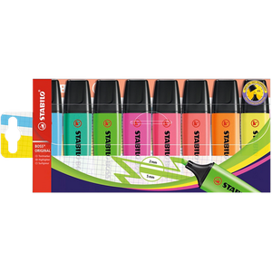 STABILO BOSS ORIGINAL 70/8 Highlighter Assorted Medium Chisel 2 - 5 mm Refillable Pack of 8