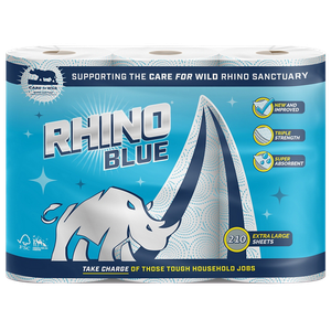 Rhino Kitchen Roll 3 Ply White 3 Rolls of 70 Sheets