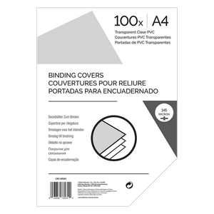Binding Cover A4 145 microns PVC (Polyvinyl Chloride) Transparent Pack of 100