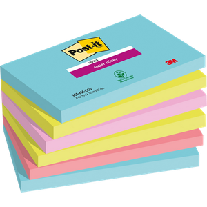 Post-it Super Sticky Notes Rectangular 127 x 76 mm Plain Assorted Miami 90 6 Pieces of 90 Sheets