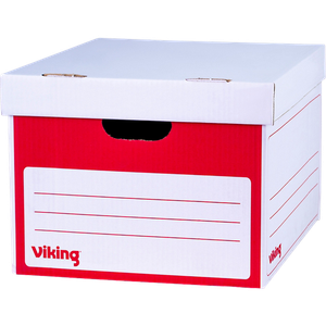 Viking Cardboard Archive Box Red 381mm x 255mm x 330mm Pack of 10