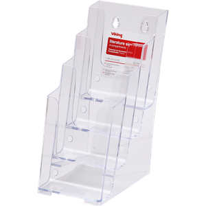 Viking Literature Display 4 Tier DL 10.8 (W) x 25.4 (D) x 25.4 (H) cm Transparent