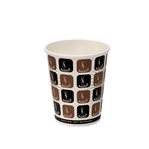 SEM Disposable Cups Paper 237ml Brown & White Pack of 50