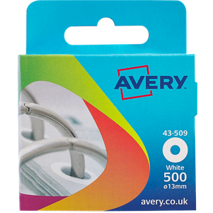 AVERY Reinforcement Rings 43-509 White Ø 13 mm Pack of 500