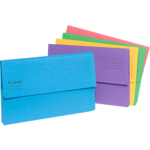 Exacompta Document Wallets A4, Foolscap Flap Board 290 gsm Landscape  Assorted Pack of 25