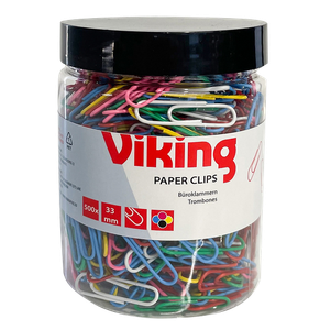 Viking Paper Clips Round 33mm Assorted Pack of 500