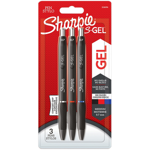 Sharpie Retractable Gel Pen Assorted 0.7 mm Medium Rollerball Pack of 3