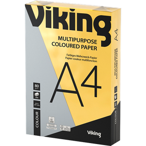 Viking A4 Coloured Paper Bright Yellow 80 gsm 500 Sheets