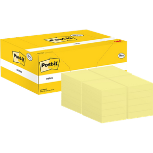 Post-it Sticky Notes 38 x 51 mm Canary Yellow 100 Sheets Value Pack 16 + 4 Free