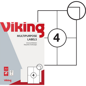 Viking Multipurpose Labels Adhesive Special format White 10.5 x 14.8 cm  100 Sheets of 4 Labels